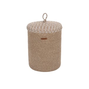 Panier de rangement rond – beige, avec couvercle IZMIR
